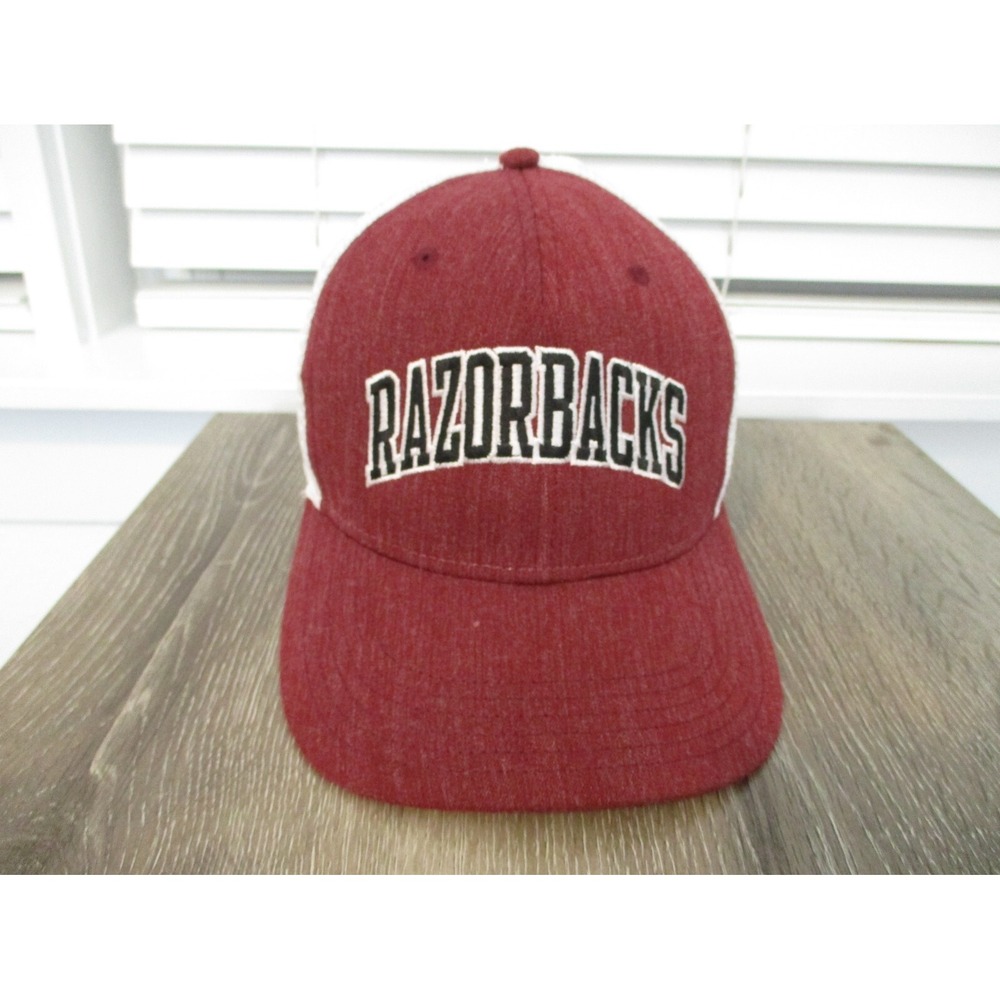 Arkansas Razorbacks Hat Cap Mens Snap Back Red White Mesh Trucker Football Ncaa